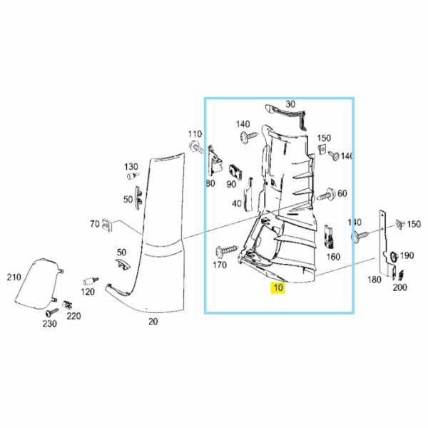 DEFLETOR INTERNO COLUNA ESQUERDA - MERCEDES AXOR 9448840022