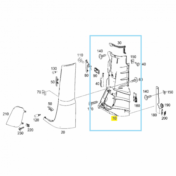 DEFLETOR INTERNO COLUNA DIREITA - MERCEDES AXOR - 9448840122