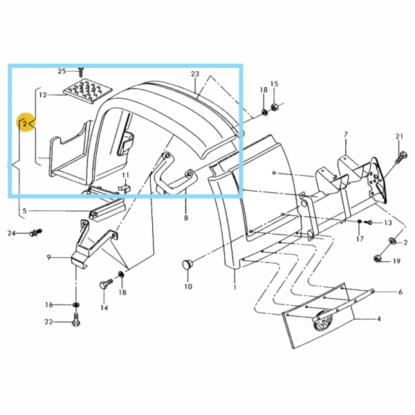 PARALAMA COM ESTRIBO ESQUERDO - VOLKSWAGEN WORKER 2RG821109