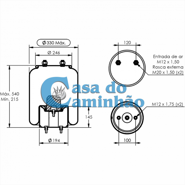 BEXIGA MOLA PNEUMÁTICA TRASEIRA SUSPENSÃO - CARRETAS RANDON