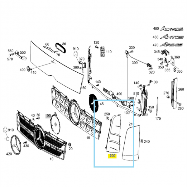 DEFLETOR INTERNO ESQUERDO - MERCEDES NEW ACTROS - 9607510630