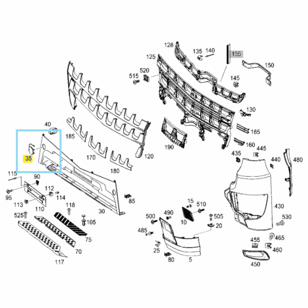 TAMPA PARACHOQUE CENTRAL - MERCEDES NEW ACTROS - 9608852108