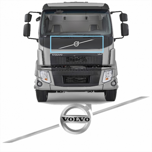 Emblema Transversal C/ Frisos P/ Grade Volvo Vm Ate 2014 (cromado) Bl Fibras*