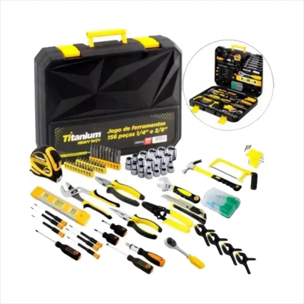 Kit De Ferramentas C/ 156 Titanium Do Brasil