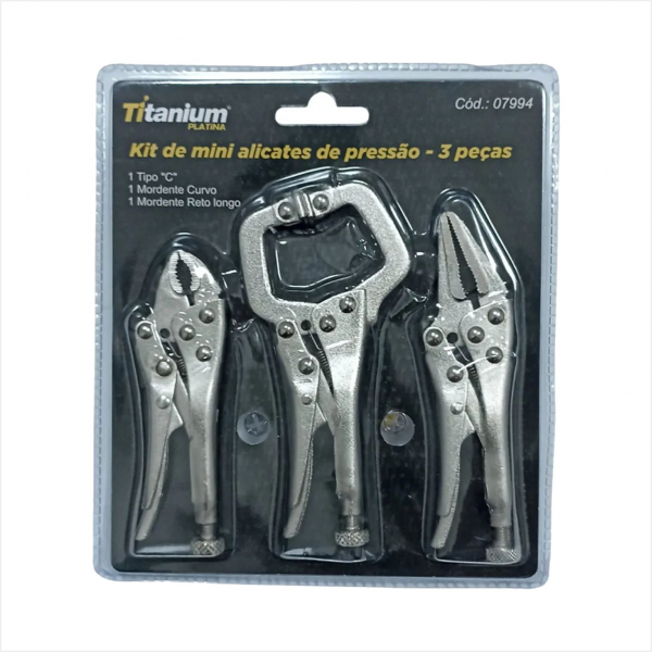 Kit Alicate Pressao 3pcs Titanium Do Brasil
