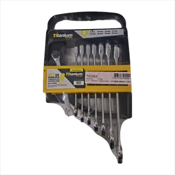Kit Chaves Combinada Catraca 8pcs Titanium Do Bras...