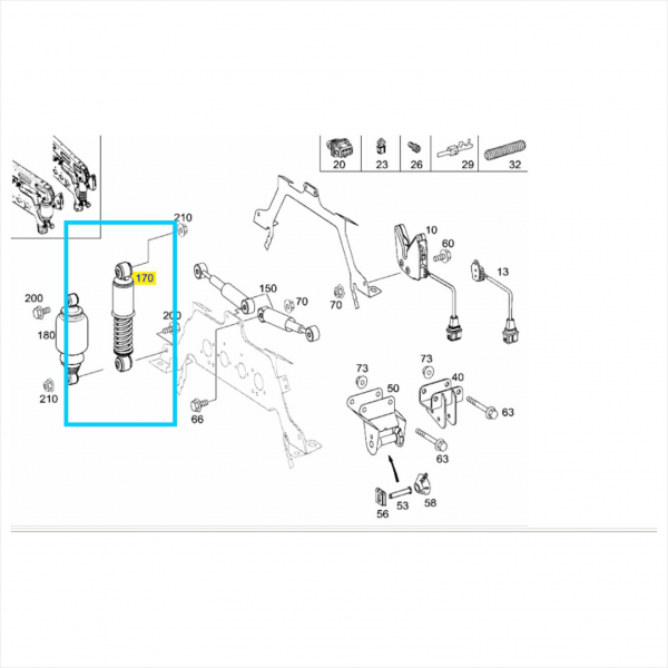 PAR AMORTECEDOR TRASEIRO CABINE MBB AXOR