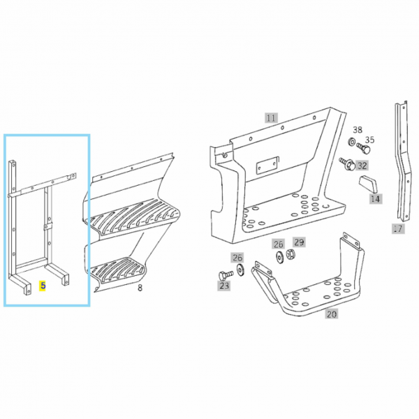 PAR SUPORTE ESTRIBO DUPLO MBB FRONTAL 1215