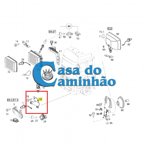 PAR SUPORTE DO FAROL AUXILIAR MERCEDES AXOR 1933